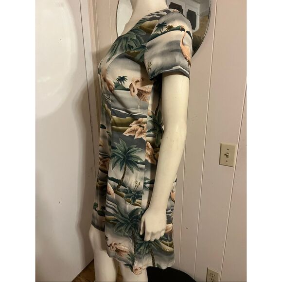 Vintage Tori Richard Pink Flamingo Hawaiian Print Short Dress S - Picture 6 of 10